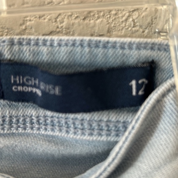 J. Jill Jeans High Rise Jeans Stretch Oxford Wash Crop Ankle Distress Size 12 - Picture 6 of 10